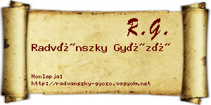 Radvánszky Győző névjegykártya