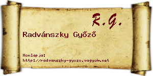 Radvánszky Győző névjegykártya